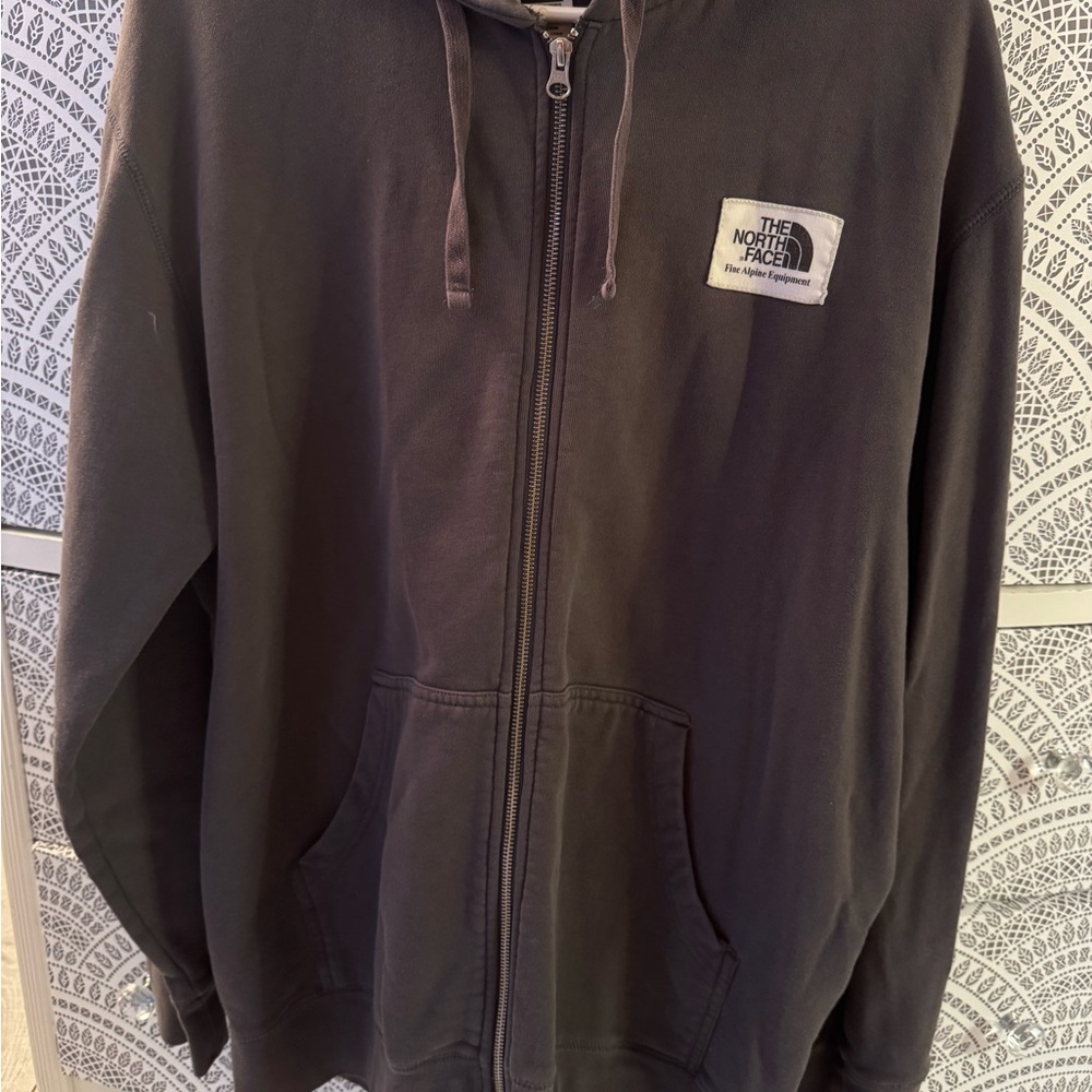 The North Face Dark Gray Heritage Patch - Men's full zip hoodie